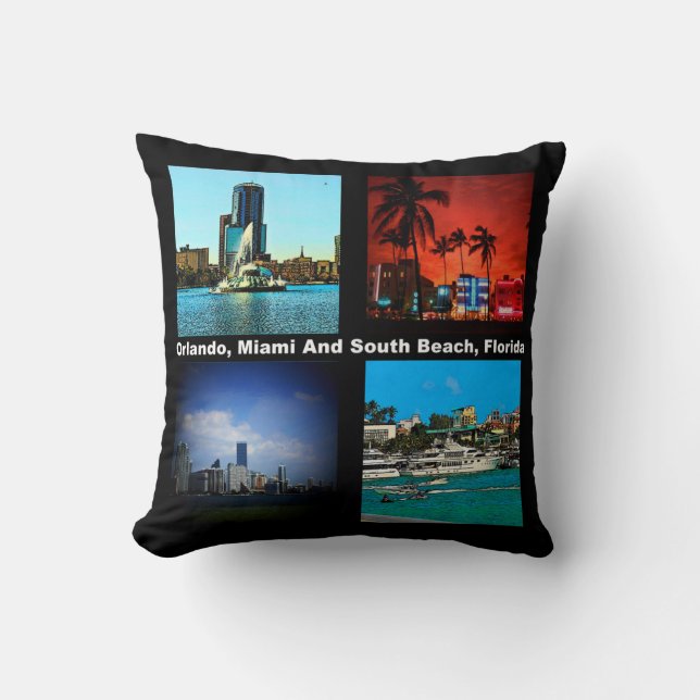 Orlando, Miami, South Beach Collage Kissen (Vorderseite)