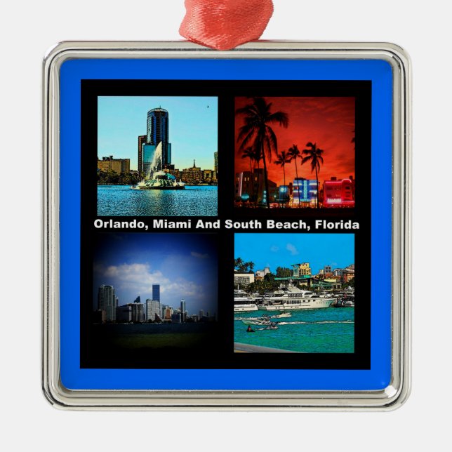 Orlando, Miami, South Beach Collage Ornament Aus Metall (Vorne)