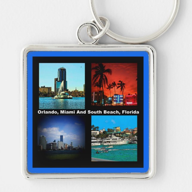 Orlando, Miami, South Beach Collage Schlüsselanhänger (Vorne)