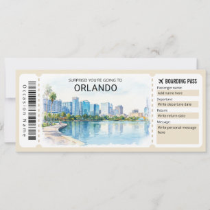Orlando-Reise-Boarding-Pass-Ticket Einladung