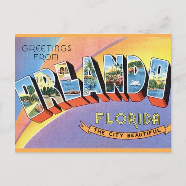 Orlando Retro Gruß Postkarte (Vorderseite)