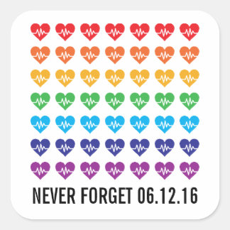 Orlando Strong One Pulse 49 Hearts Rainbow Quadratischer Aufkleber
