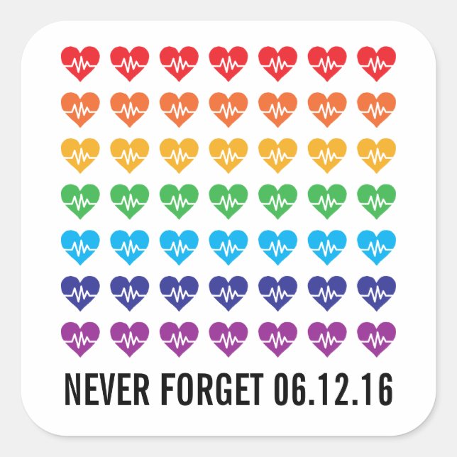 Orlando Strong One Pulse 49 Hearts Rainbow Quadratischer Aufkleber (Vorderseite)