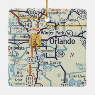 Orlando Vintag Map Keramikornament