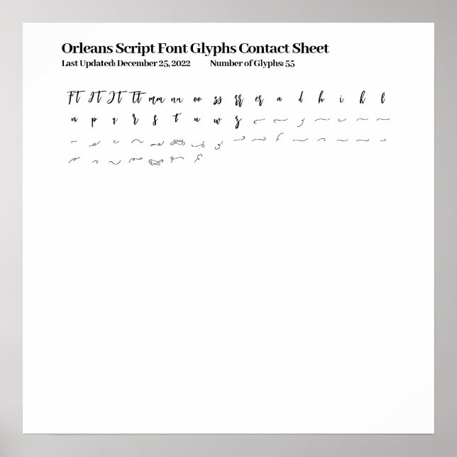 Orleans Script Schriftart Glyphs - Kontaktformular Poster (Vorne)