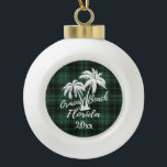 Ormond Beach Florida Palm Tree Green Kariert Keramik Kugel-Ornament<br><div class="desc">Ormond Beach Florida Palm Tree Kariertes Ornament</div>