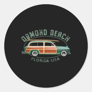 Ormond Beach Florida Vintage-Surfen  Runder Aufkleber