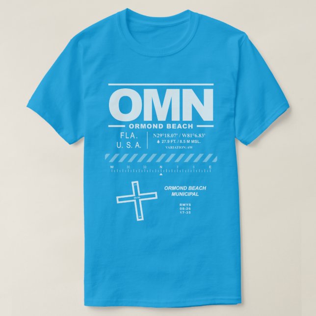 Ormond Beach Municipal Airport OMN T-Shirt (Design devant)