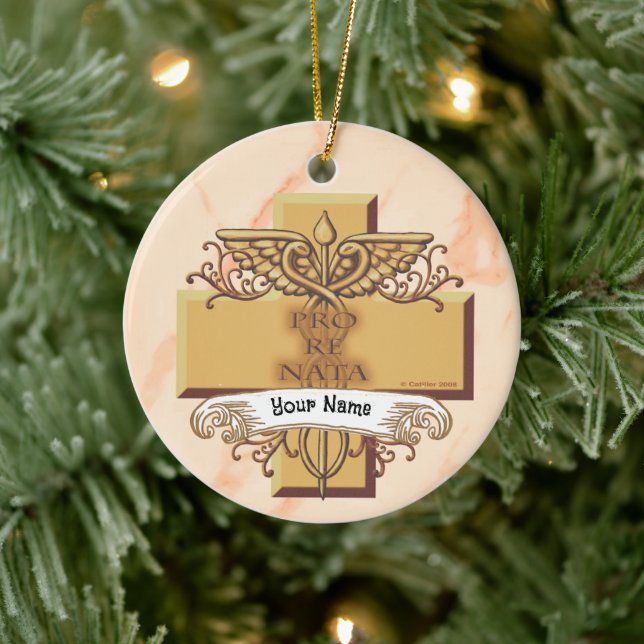 Orn Caduceus Krankenschwester Keramik Ornament (Baum)