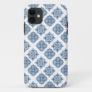 Ornament blau auf weiß gestickt Case-Mate iPhone hülle