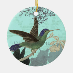 Ornament... blauer Kolibri Keramik Ornament
