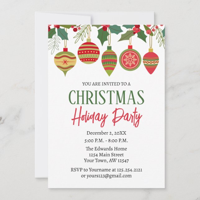 Ornament Christmas Holiday Invitation Einladung (Vorderseite)