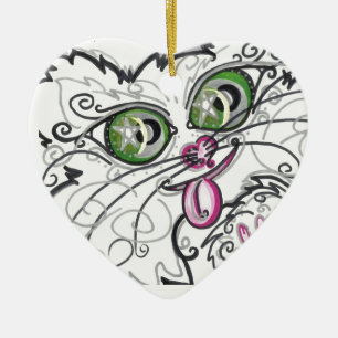 Ornament Coole Katzen-Gesicht-Scroll-Kunst