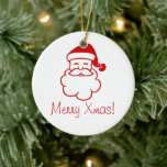 Ornament - Das Gesicht des Weihnachtsmannes<br><div class="desc">Das Gesicht des Weihnachtsmannes mit den Worten "Fröhliche Weihnachten" unten. Eine Seite ist weiß,  die andere rot auf weiß.</div>