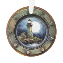 Ornament de phare à hublot nautique