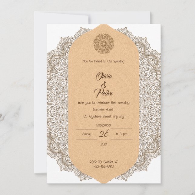 Ornament elegante Hochzeitseinladung Einladung (Vorderseite)