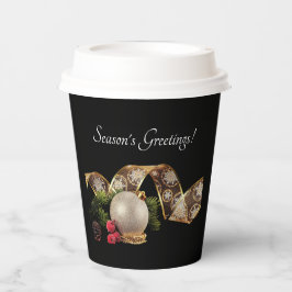 Ornament, Evergreen and Gold Ribbon Paper cup Pappbecher