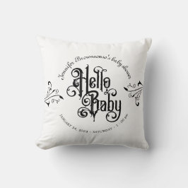 Ornament Frame Gothic Hello Baby Shower Kissen