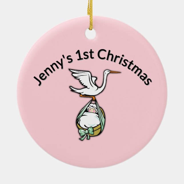 Ornament für Baby Girls Erste Weihnachtsfeier (Hinten)