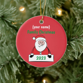 Ornament - Gewohnte Weihnachtsfamilie (Name hinzuf