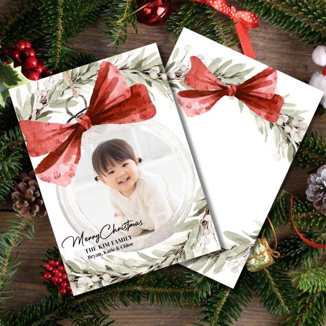 Ornament mit Bow Wreath Foto Weihnachten (Von Creator hochgeladen)