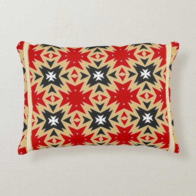 Ornament mit geometrischem Farbmuster, Silk Ne Dekokissen (Vorderseite)