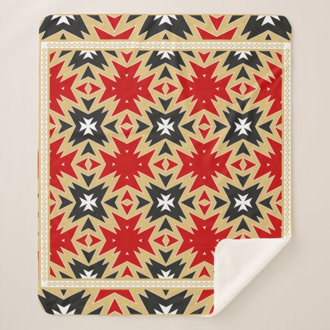 Ornament mit geometrischem Farbmuster, Silk Ne Sherpadecke (Vorderseite)