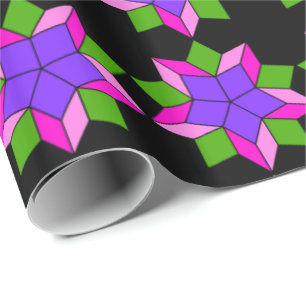 Ornament mit violetten Blumen Geschenkpapier