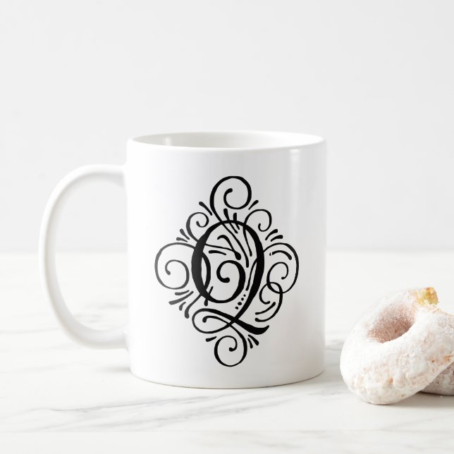 Ornament Monogram Swash Personalisiert Kaffeetasse (Mit Donut)