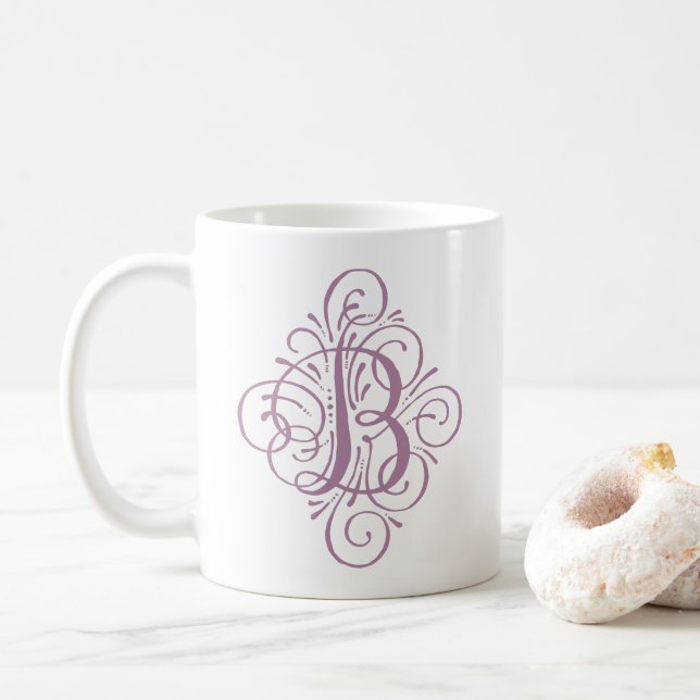 Ornament Monogram Swash Personalisiert Kaffeetasse (Mit Donut)