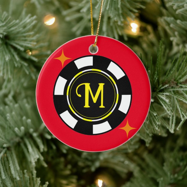 Ornament- Poker Personalisiert (Initial hinzufügen Keramik Ornament (Baum)