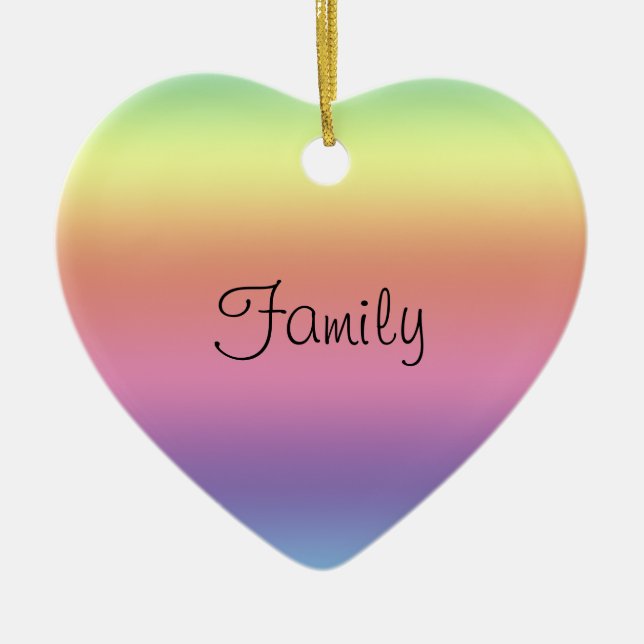 Ornament - Regenbogenfarben und Familienherz (Vorne)