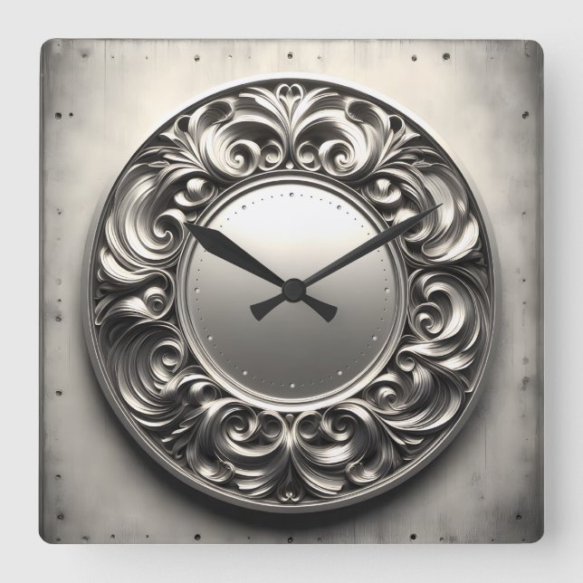 ornament ring  quadratische wanduhr (Vorderseite)