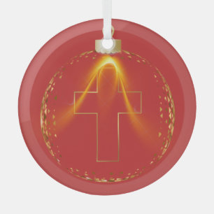 Ornament Rot Goldenes Licht Aus Glas