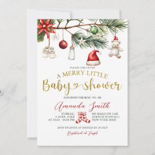 Ornament Santa Merry Little Baby Shower Einladung
