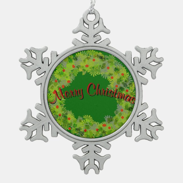 Ornament - Schneeflocke - Kranz mit Gruß (Vorderseite)
