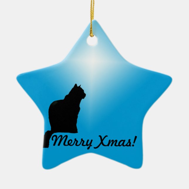 Ornament/Star - Katze Silhouette Keramik Ornament (Vorne)