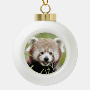 Ornament. Weihnachten, roter Panda. Panda roux. Keramik Kugel-Ornament