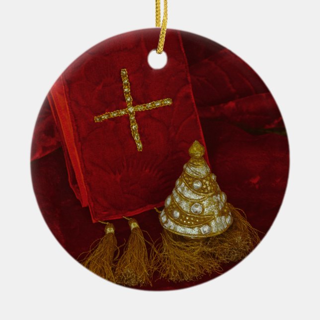 Ornament Weihnachtsbaum Kreuzreligiös rot (Vorne)