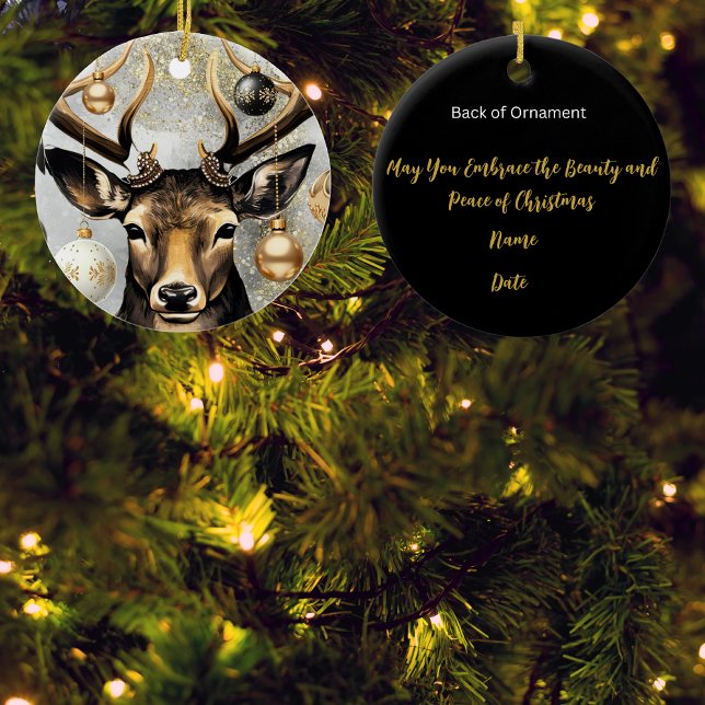 Ornament Winter Weihnachtshirsche - Anpassbar (Bring a lot more holiday cheer to your tree with this beautiful customizable Winter deer ornament/)