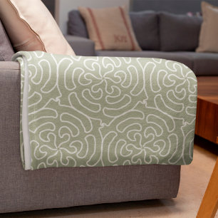 Ornamental abstract sage green pattern fleecedecke