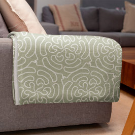 Ornamental abstract sage green pattern fleecedecke
