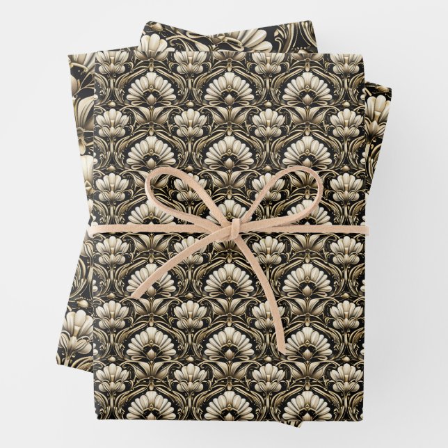 Ornamental Art Deco – Noir | Decorative Luxe Geschenkpapier Set (Beispiel)