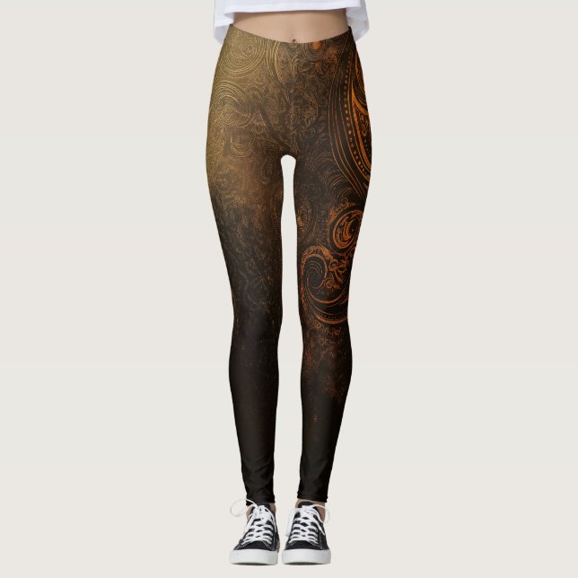 🖤 Ornamental Dark Gold Pattern - Luxurious & Intr Leggings (Vorderseite)