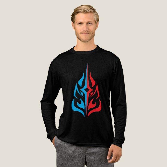 Ornamental Floral Design Tri-Blend Shirt (Volle Vorderseite)