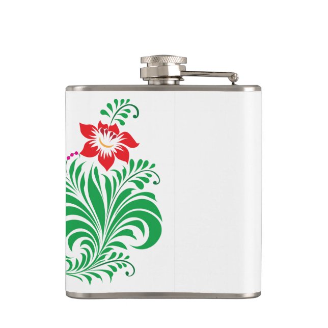 Ornamental Floral Flower Design – Elegant Flachmann (Rückseite)