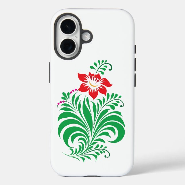 Ornamental Floral Flower Design – Elegant iPhone 16 Hülle (Rückseite)