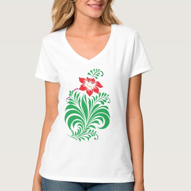 Ornamental Floral Flower Design – Elegant T-Shirt (Vorderseite)
