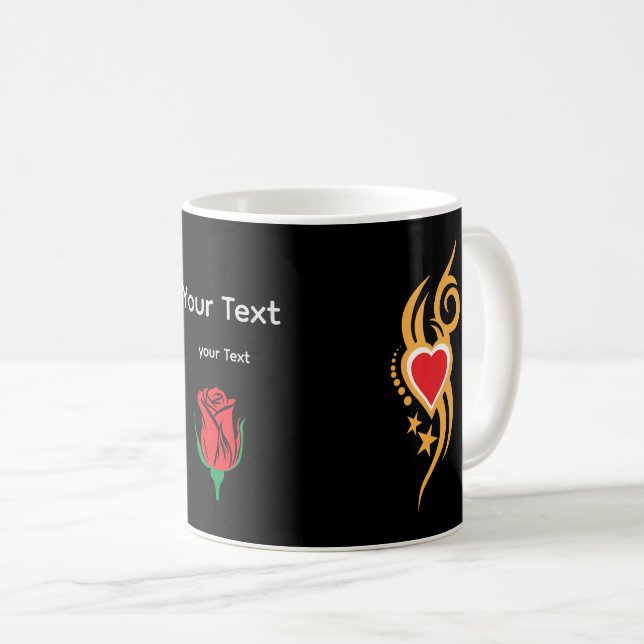 Ornamental Floral Heart Tattoo  Kaffeetasse (VorderseiteRechts)