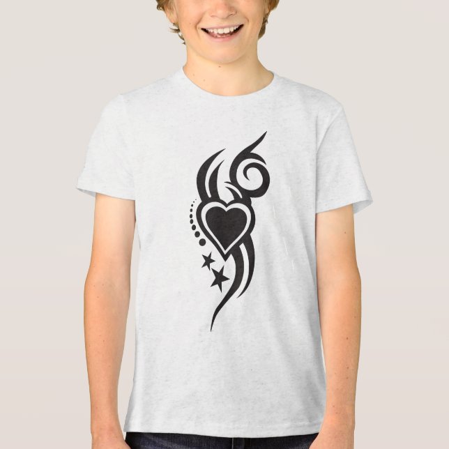 Ornamental Floral Heart Tattoo  Tri-Blend Shirt (Vorderseite)